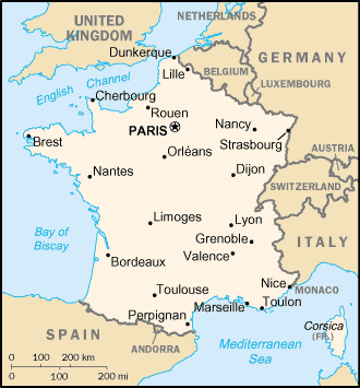 [Country map of France]