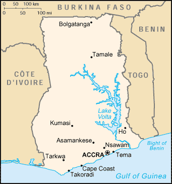 [Country map of Ghana]