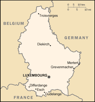 [Country map of Luxembourg]